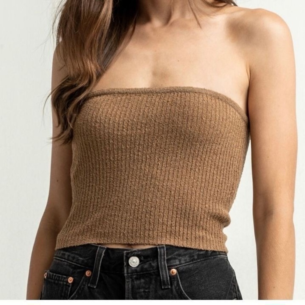 NWT Full Tilt Cozy Light Rib Womens Tube Top in Brown XL